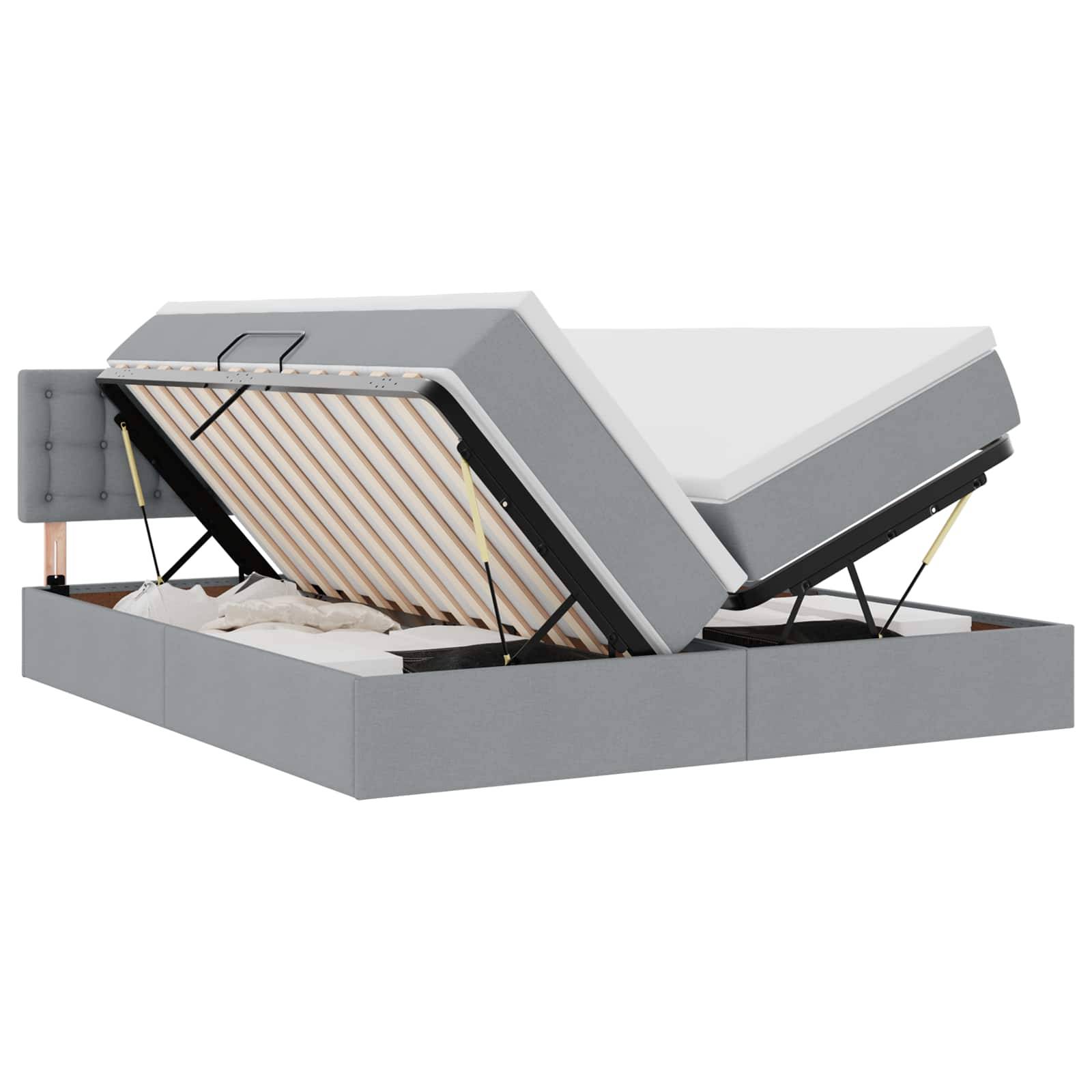 vidaXL LED-Speicherbett mit Matratze Hellgrau 180 x 200 cm Stoff