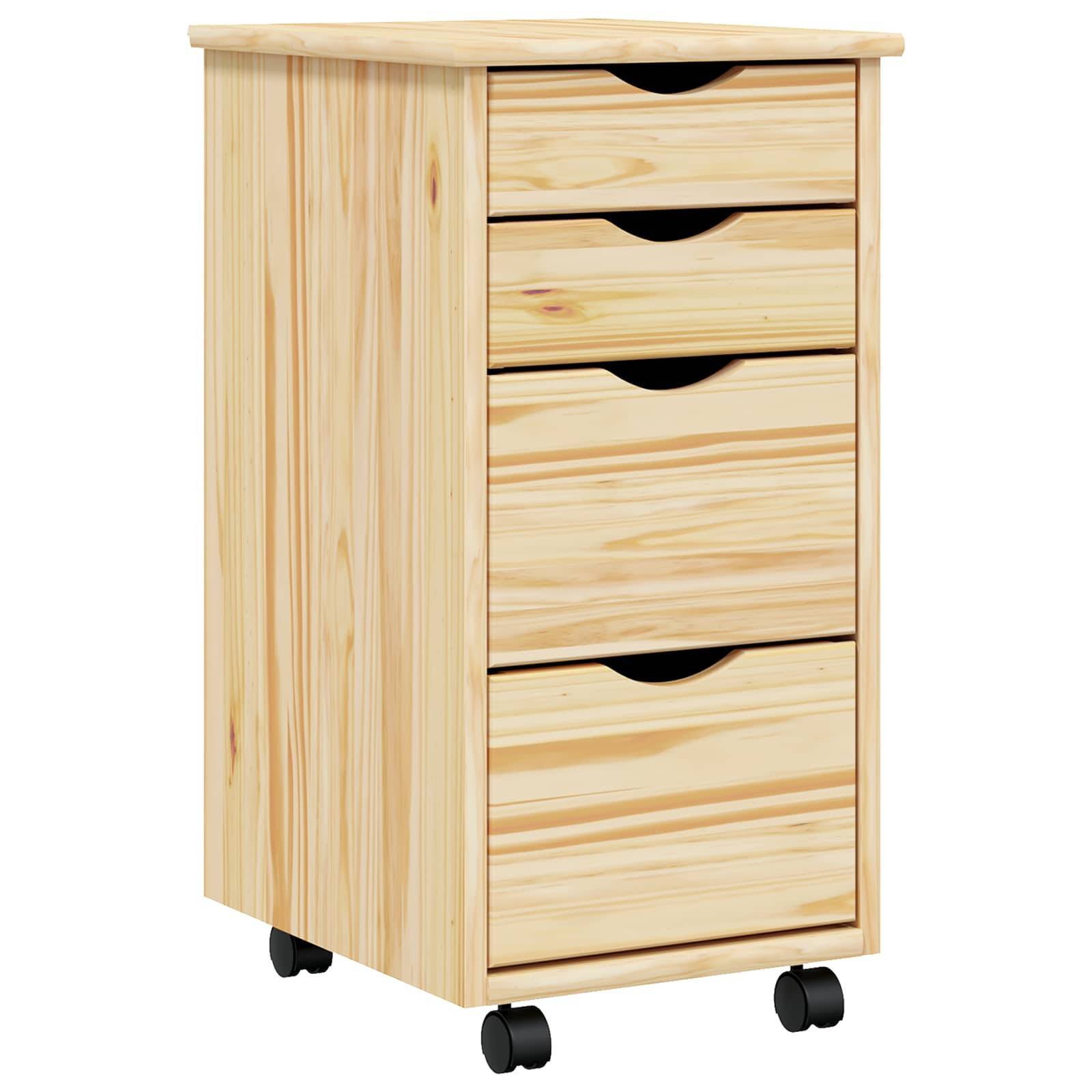 vidaXL Rollwagen mit Schreibtisch MOSS Klarlack 34 x 39 x 65,5 cm