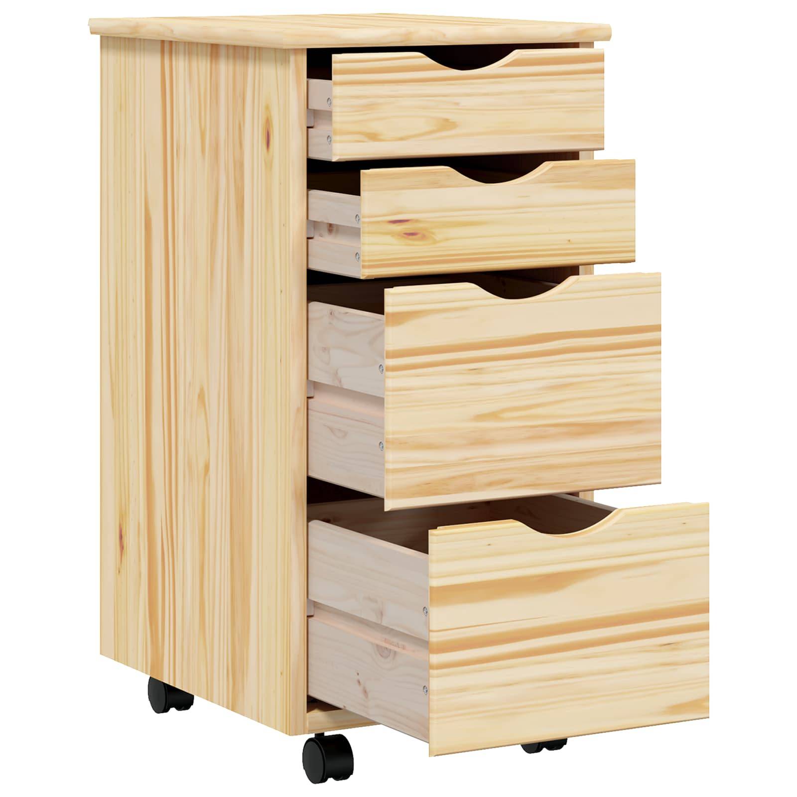vidaXL Rollwagen mit Schreibtisch MOSS Klarlack 34 x 39 x 65,5 cm