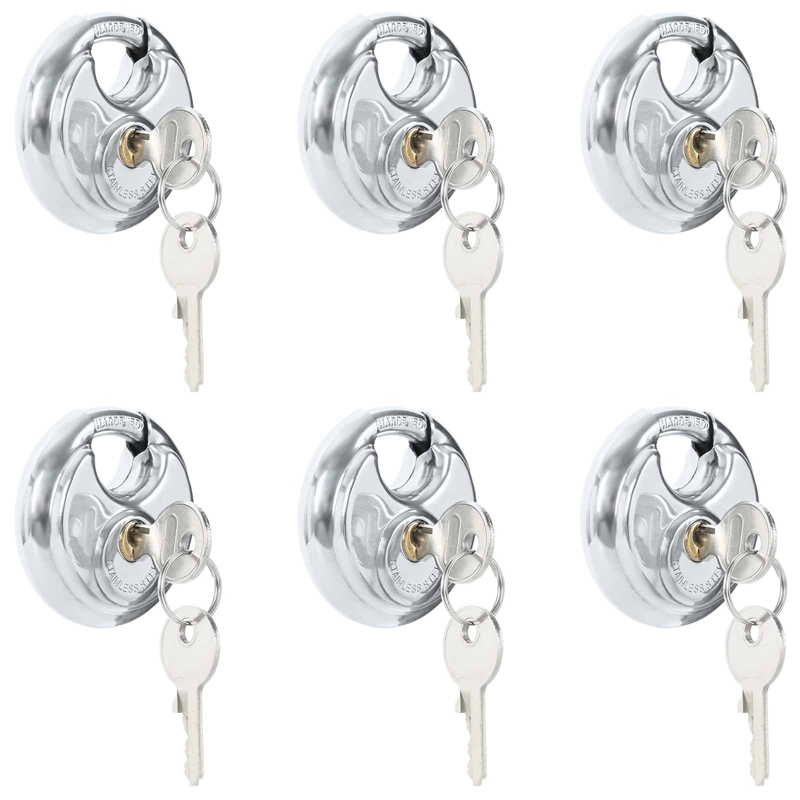 vidaXL Diskusschlösser mit Schlüsseln 6 pcs Silber 6 x 2,3 x 6 cm