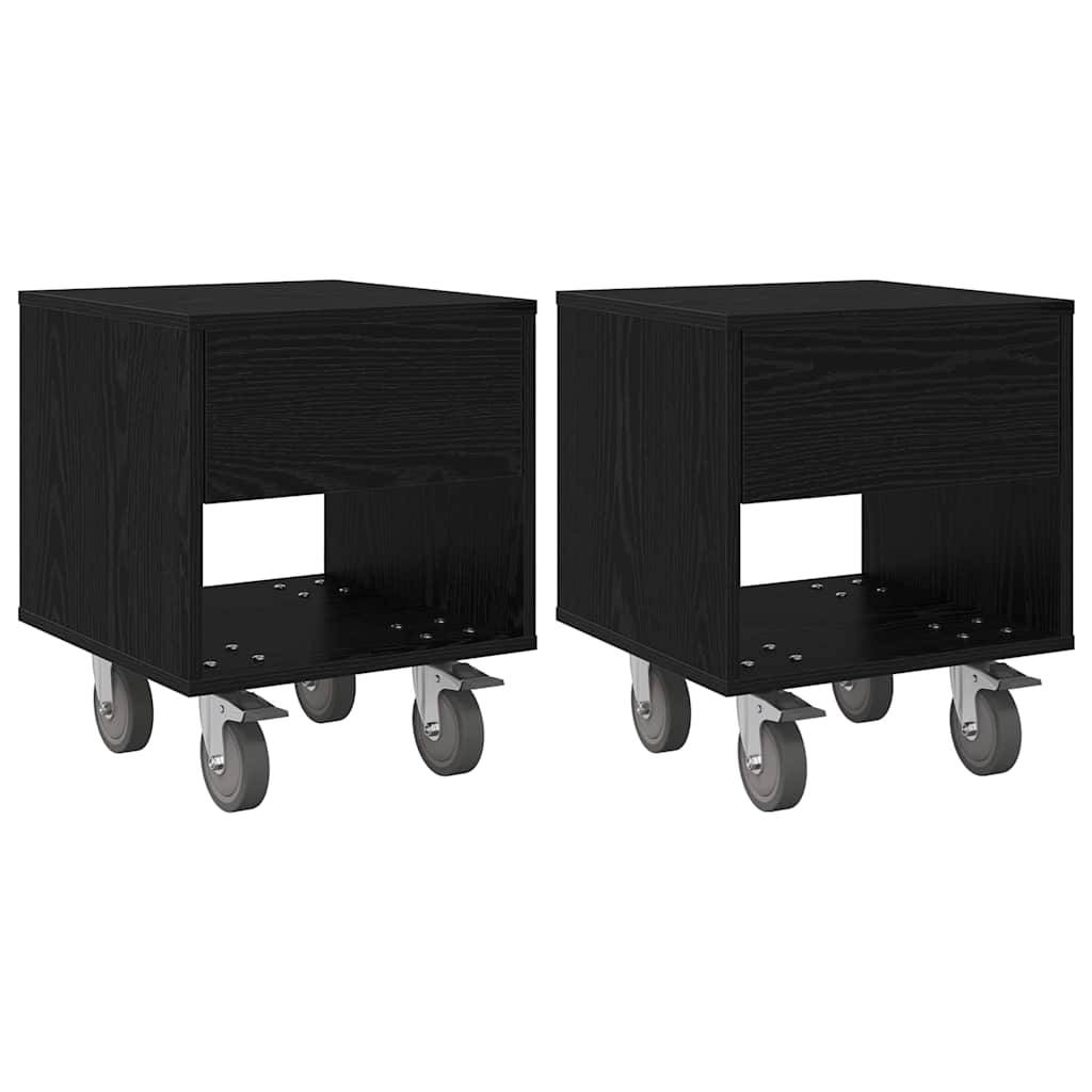 vidaXL Nachttisch 2 pcs Schwarz Eichen-Optik 40,5 x 40 x 48 cm