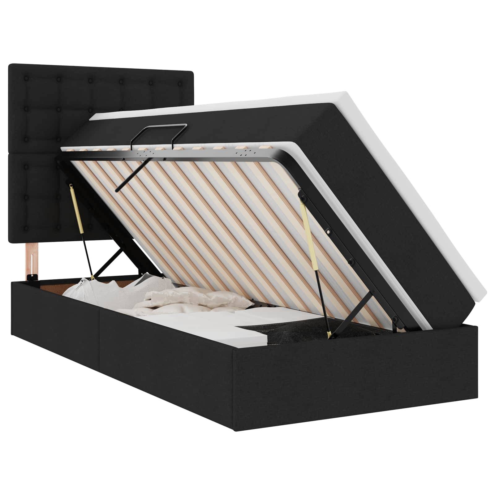 vidaXL Aufbewahrungsbett mit Matratze Schwarz 90 x 190 cm Stoff