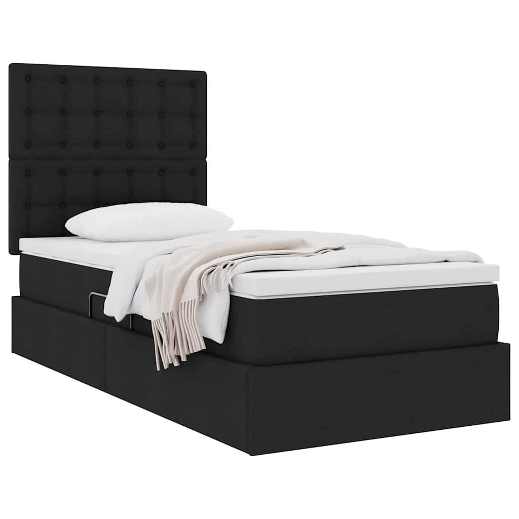 vidaXL Aufbewahrungsbett mit Matratze Schwarz 90 x 190 cm Stoff