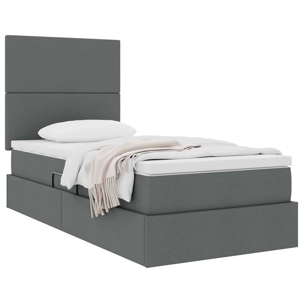vidaXL Aufbewahrungsbett mit Matratze Dunkelgrau 100 x 200 cm Stoff