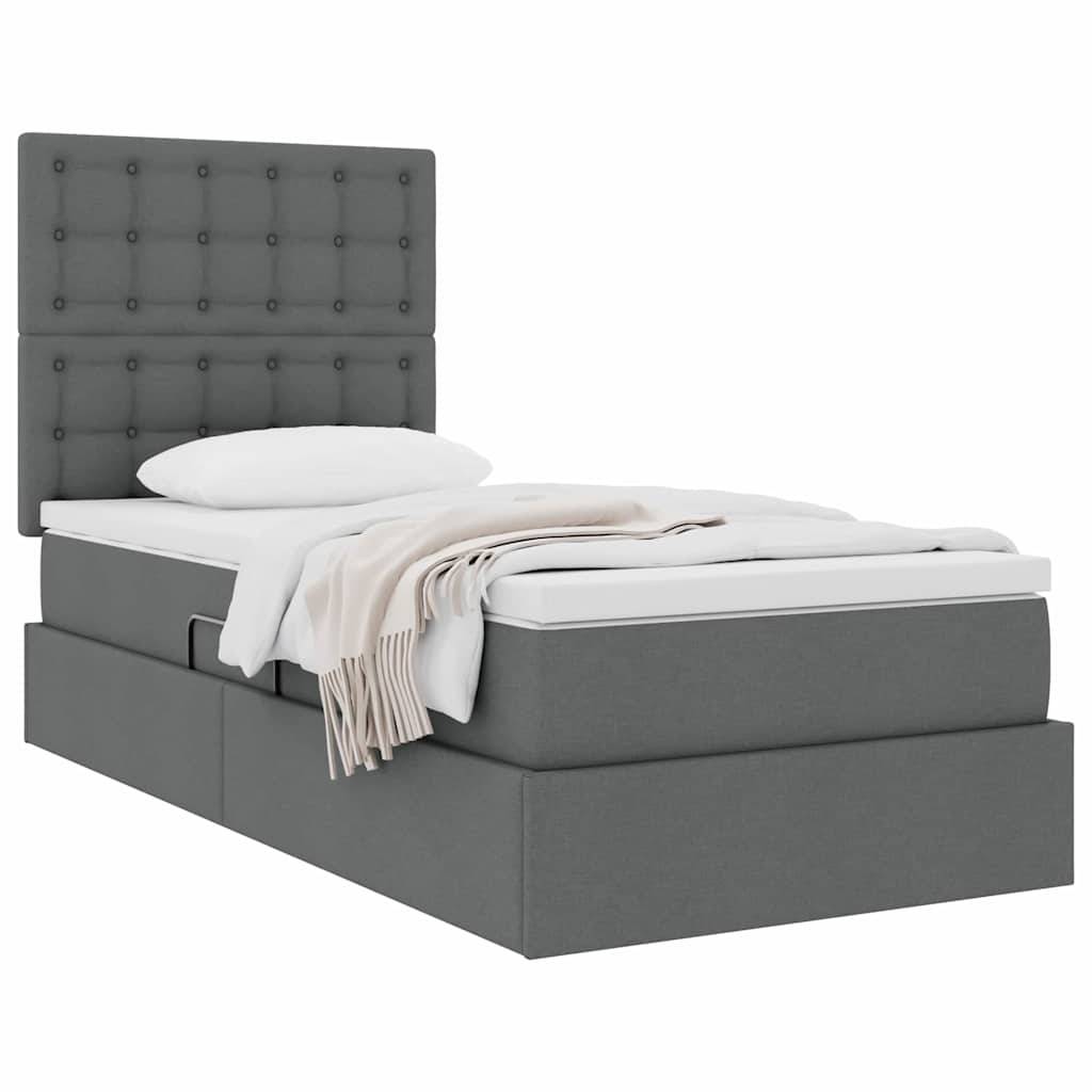 vidaXL Aufbewahrungsbett mit Matratze Dunkelgrau 90 x 200 cm Stoff