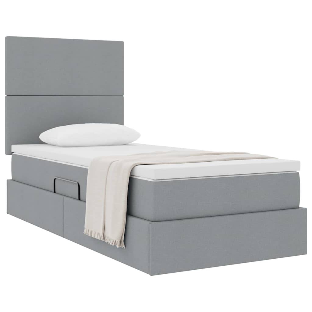 vidaXL Aufbewahrungsbett mit Matratze Hellgrau 100 x 200 cm Stoff