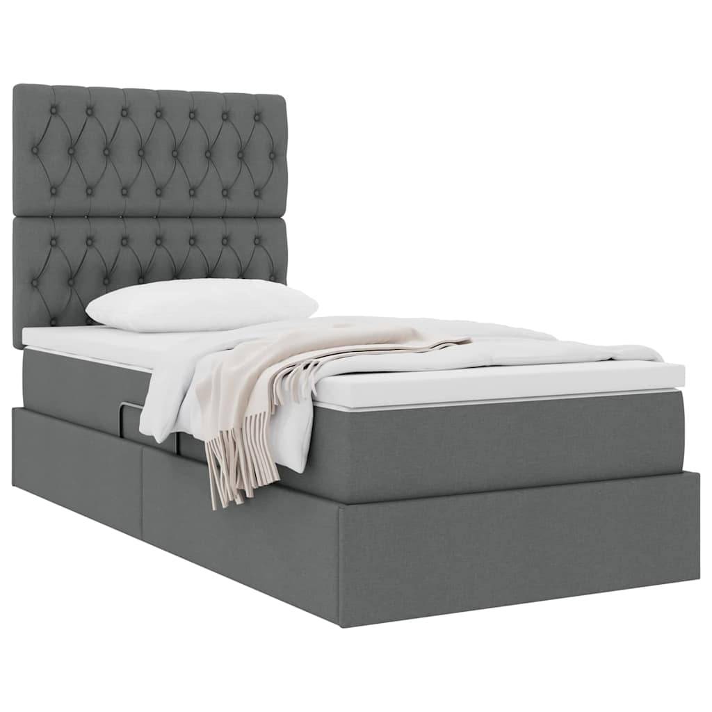 vidaXL Aufbewahrungsbett mit Matratze Dunkelgrau 90 x 190 cm Stoff