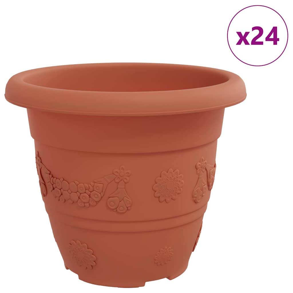 vidaXL Runder Blumentopf 24 pcs Ziegelrot Ø 22 x 18 cm Kunststoff
