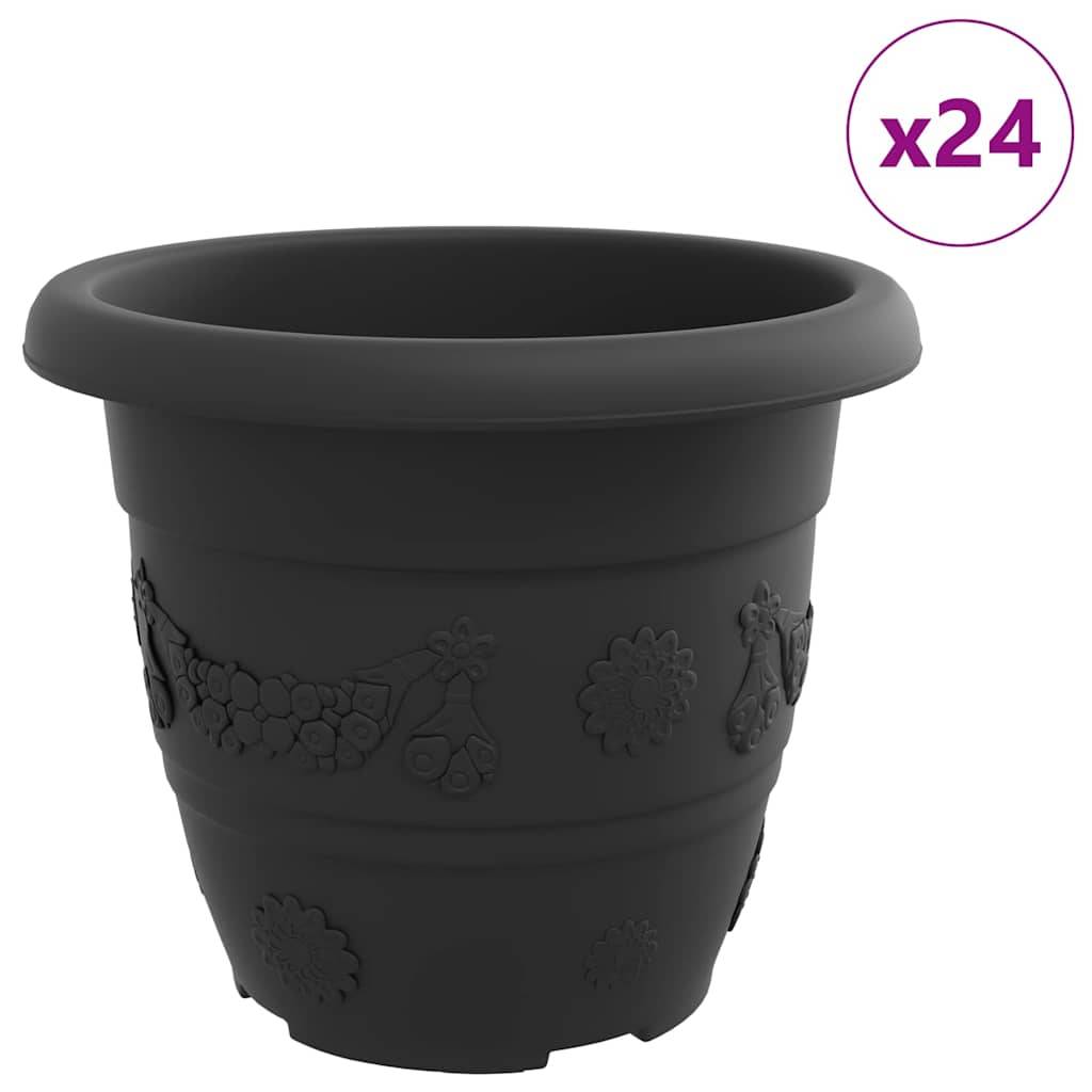 vidaXL Runder Blumentopf 24 pcs Schwarz Ø 30 x 25 cm Kunststoff