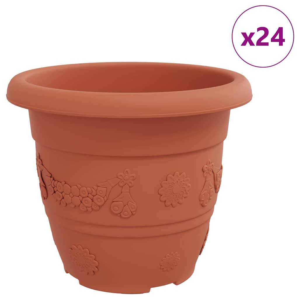 vidaXL Runder Blumentopf 24 pcs Ziegelrot Ø 30 x 25 cm Kunststoff