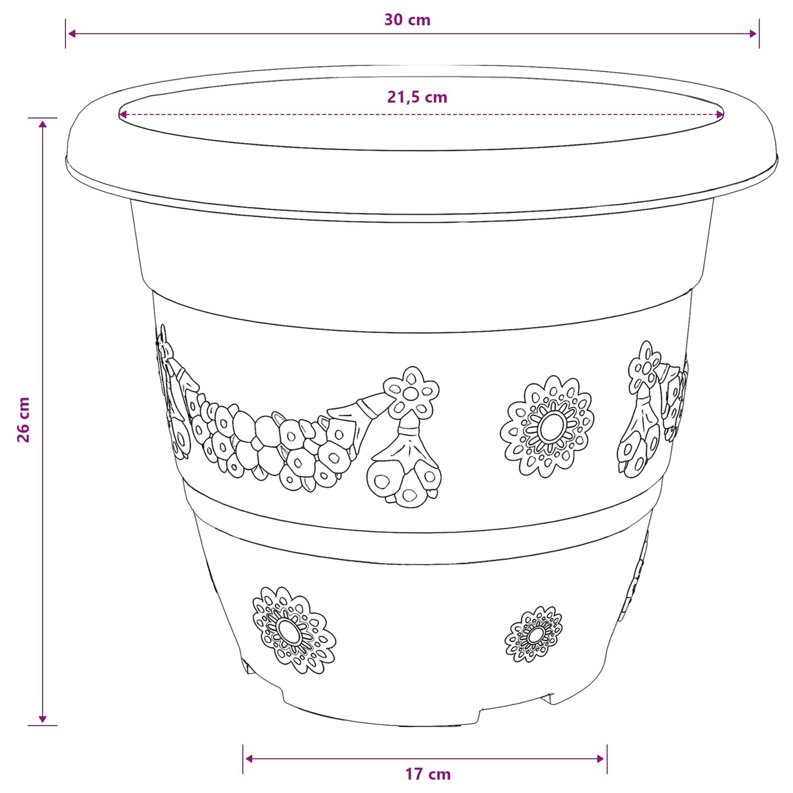 vidaXL Runder Blumentopf 24 pcs Ziegelrot Ø 30 x 25 cm Kunststoff