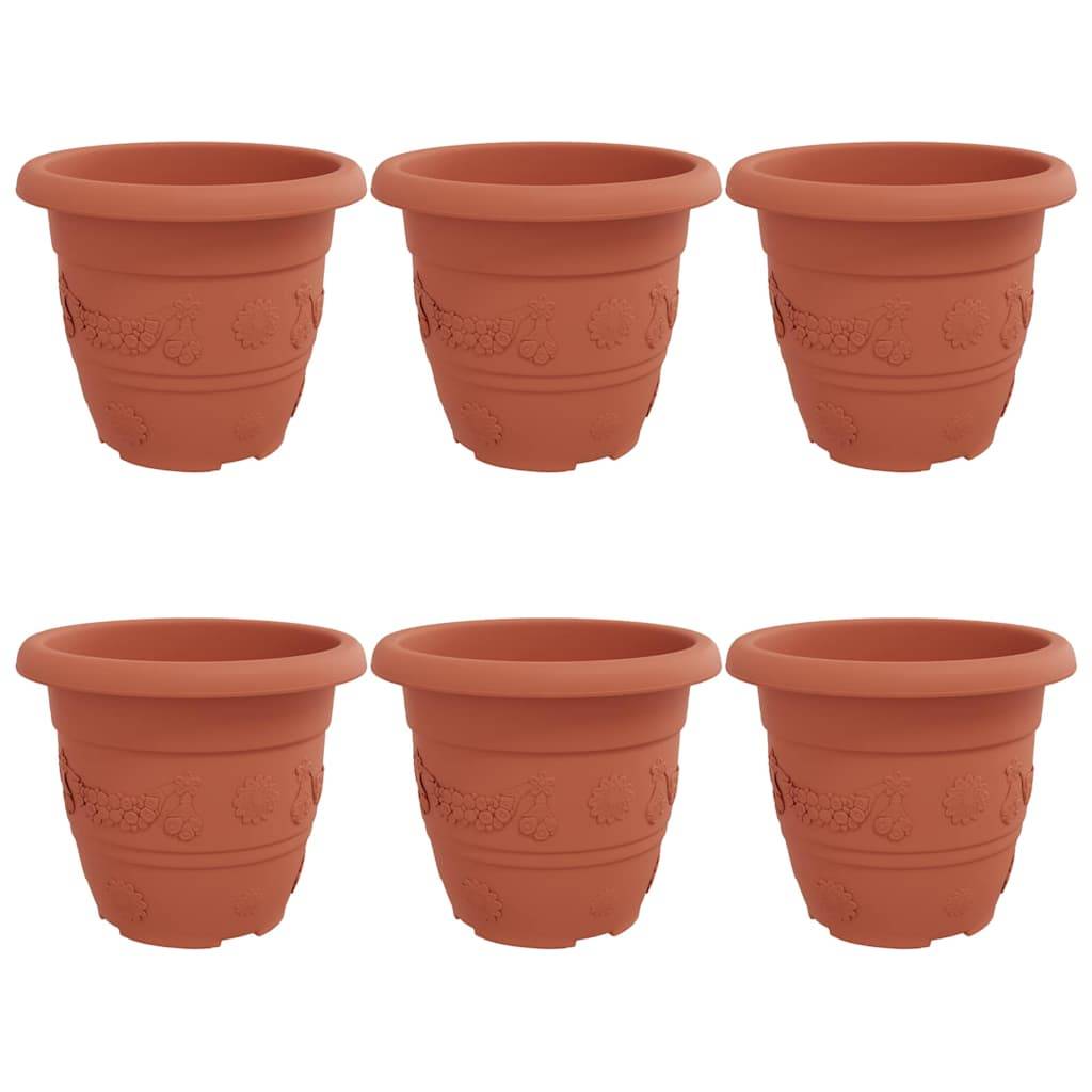 vidaXL Runder Blumentopf 6 pcs Ziegelrot Ø 30 x 25 cm Kunststoff