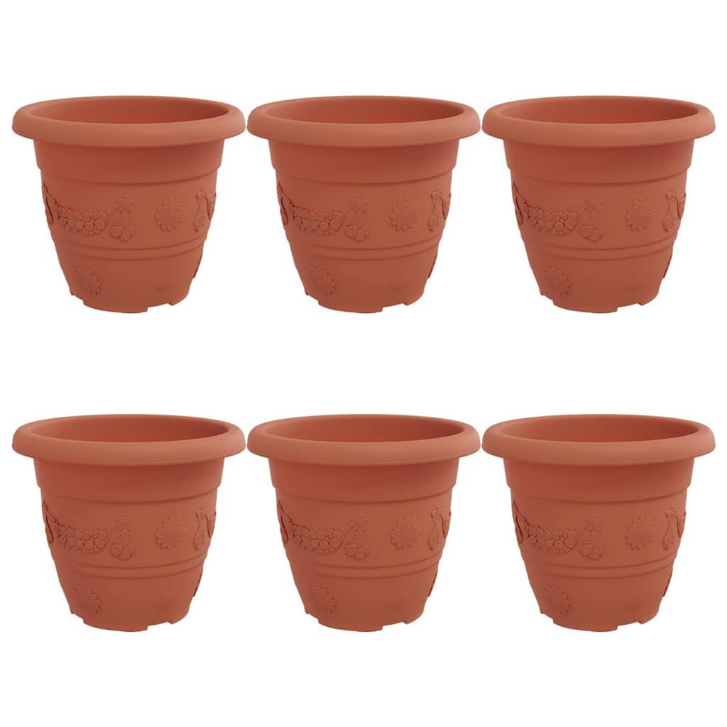 vidaXL Runder Blumentopf 6 pcs Ziegelrot Ø 22 x 18 cm Kunststoff