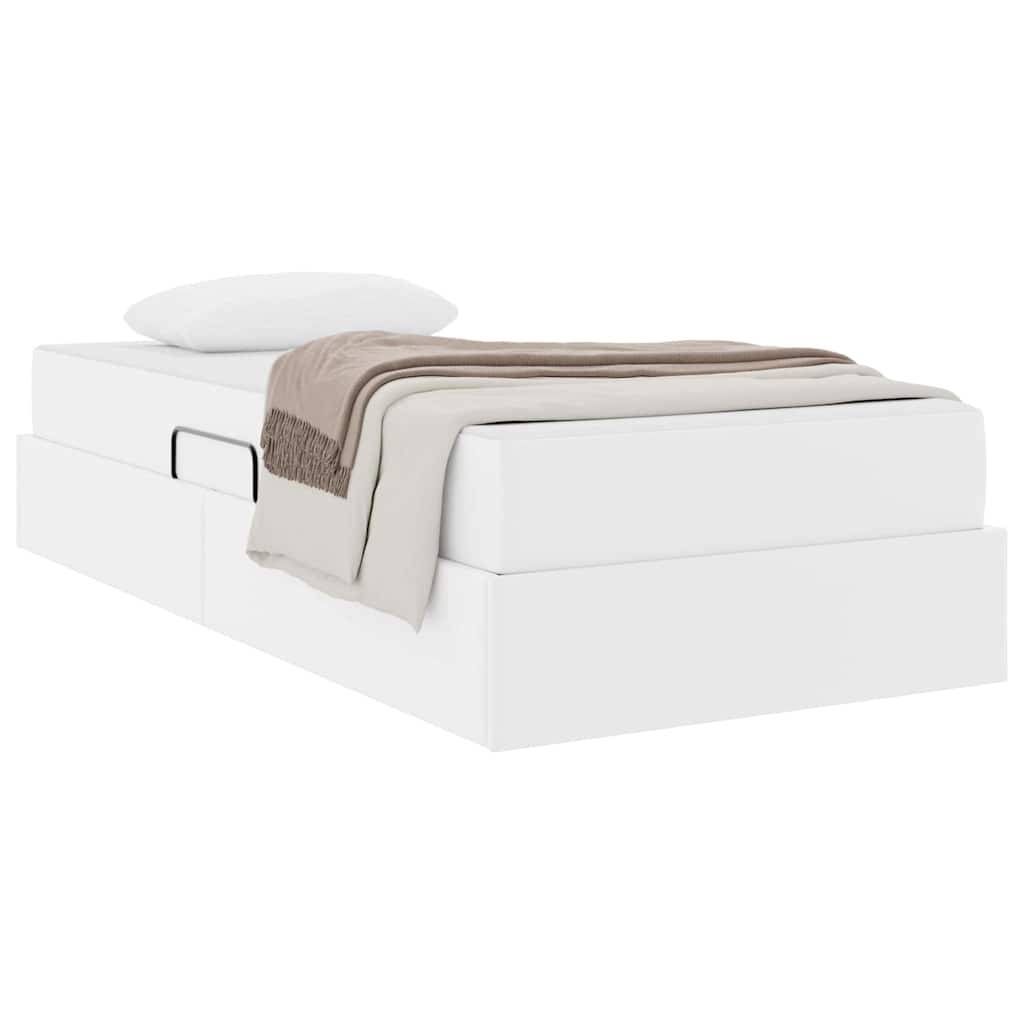 vidaXL Aufbewahrungsbett mit Matratze mit Matratze 2 pcs Weiß Leder