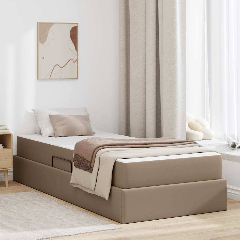 vidaXL Aufbewahrungsbett mit Matratze 2 pcs Cappuccino Leder