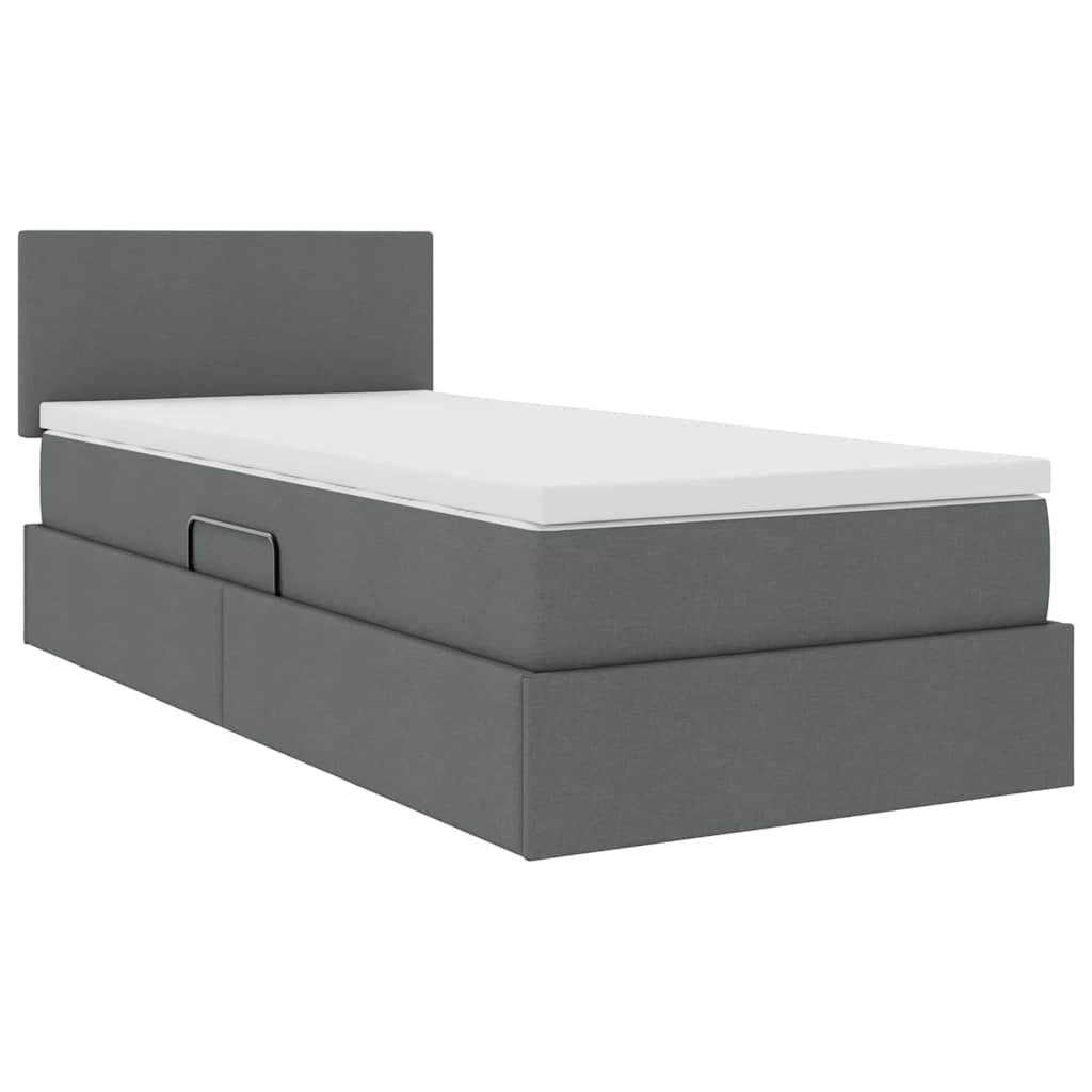 vidaXL Aufbewahrungsbett mit Matratze Dunkelgrau 90 x 190 cm