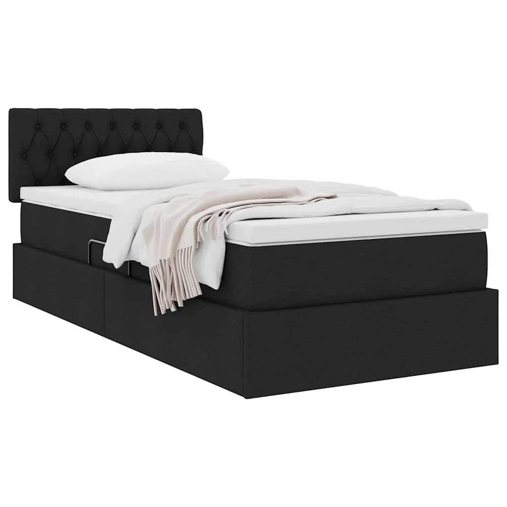 vidaXL Aufbewahrungsbett mit Matratze mit Kopfteil Schwarz 90 x 190 cm