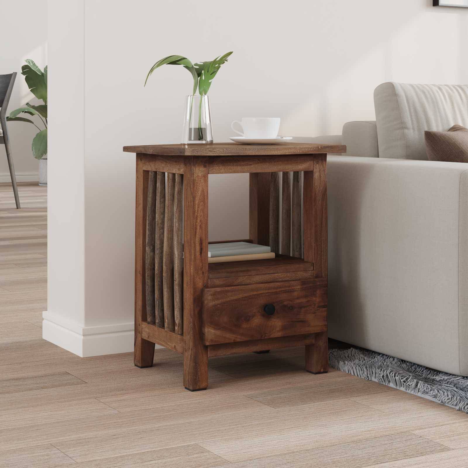 vidaXL Nachttisch Braun 30 x 30 x 47 cm Massives upgecyceltes Holz
