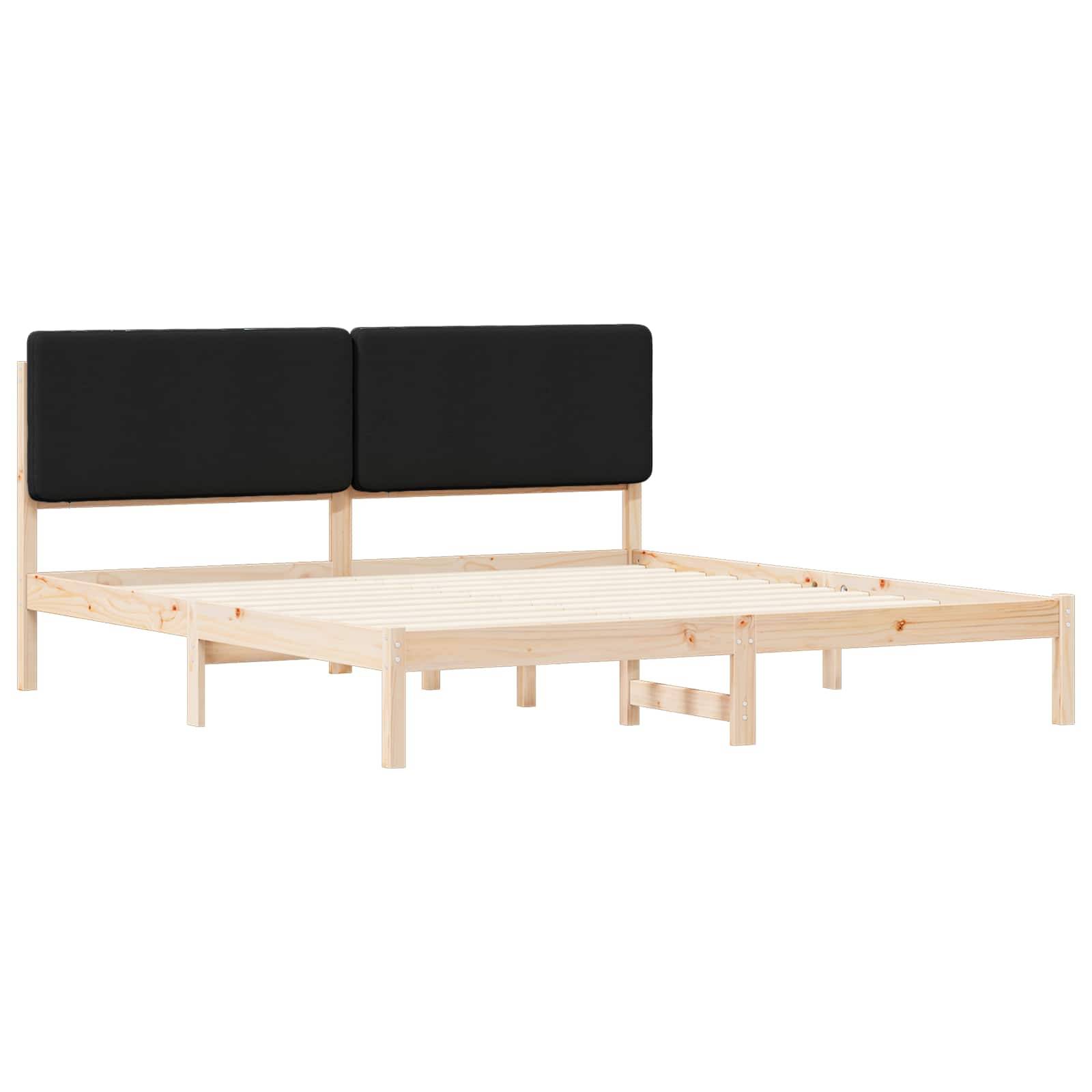 vidaXL Bettgestell mit gepolstertem Kopfteil Schwarz 180 x 200 cm