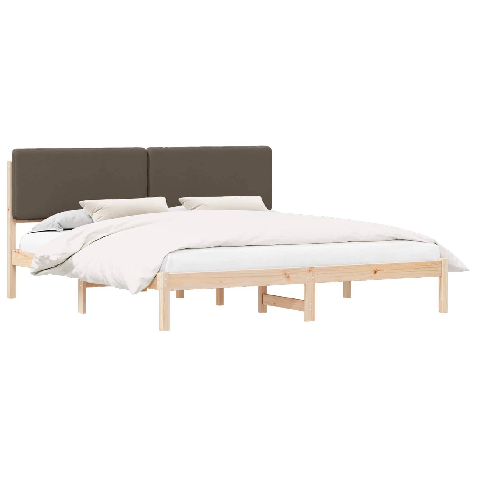 vidaXL Bettgestell mit gepolstertem Kopfteil Taupe 200 x 200 cm
