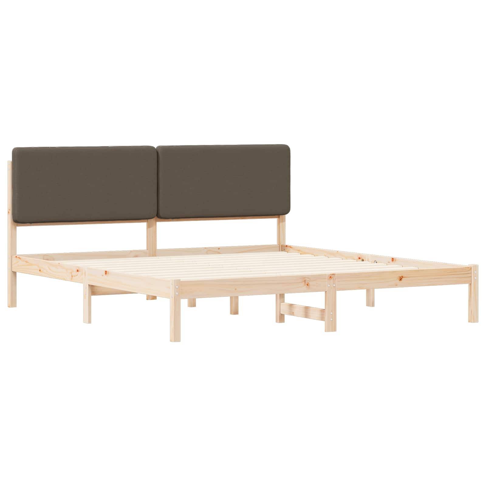 vidaXL Bettgestell mit gepolstertem Kopfteil Taupe 200 x 200 cm