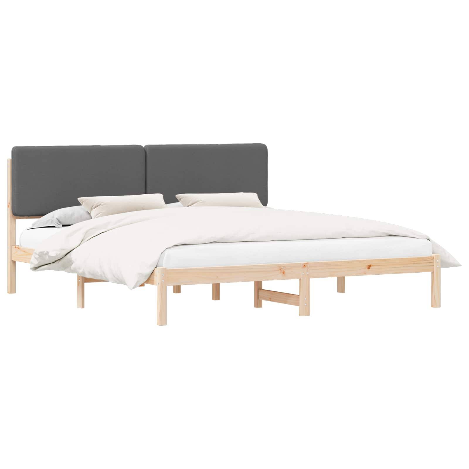 vidaXL Bettgestell mit gepolstertem Kopfteil Dunkelgrau 180 x 200 cm