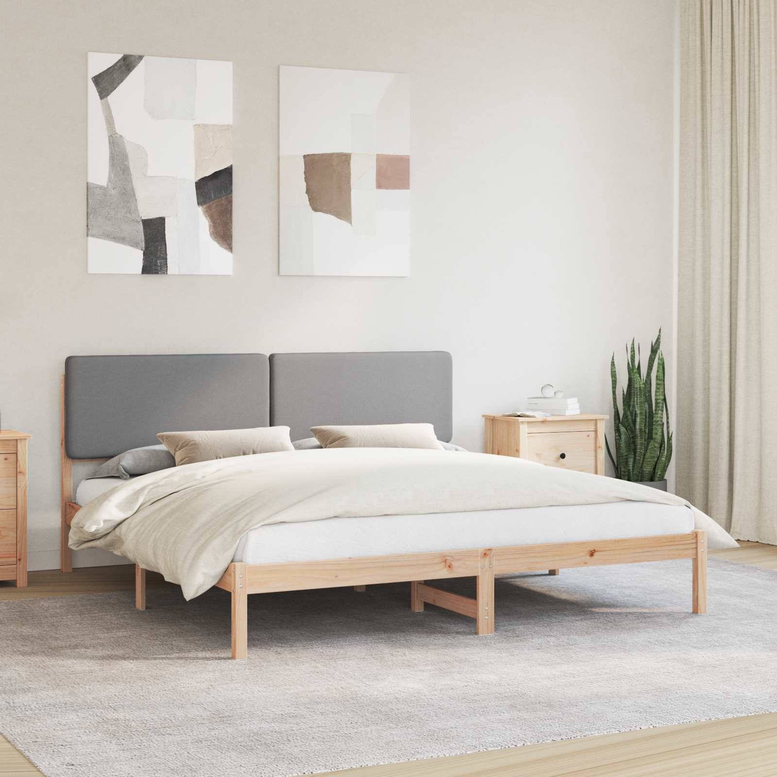 vidaXL Bettgestell mit gepolstertem Kopfteil Hellgrau 200 x 200 cm