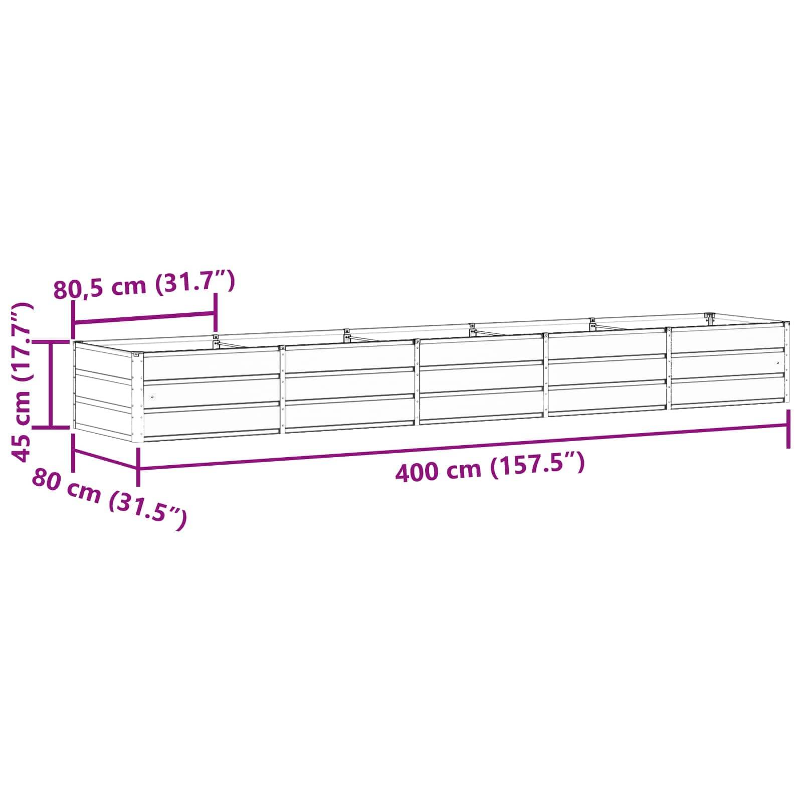 vidaXL Pflanzkübel Anthrazit 400 x 80 x 45 cm Stahl