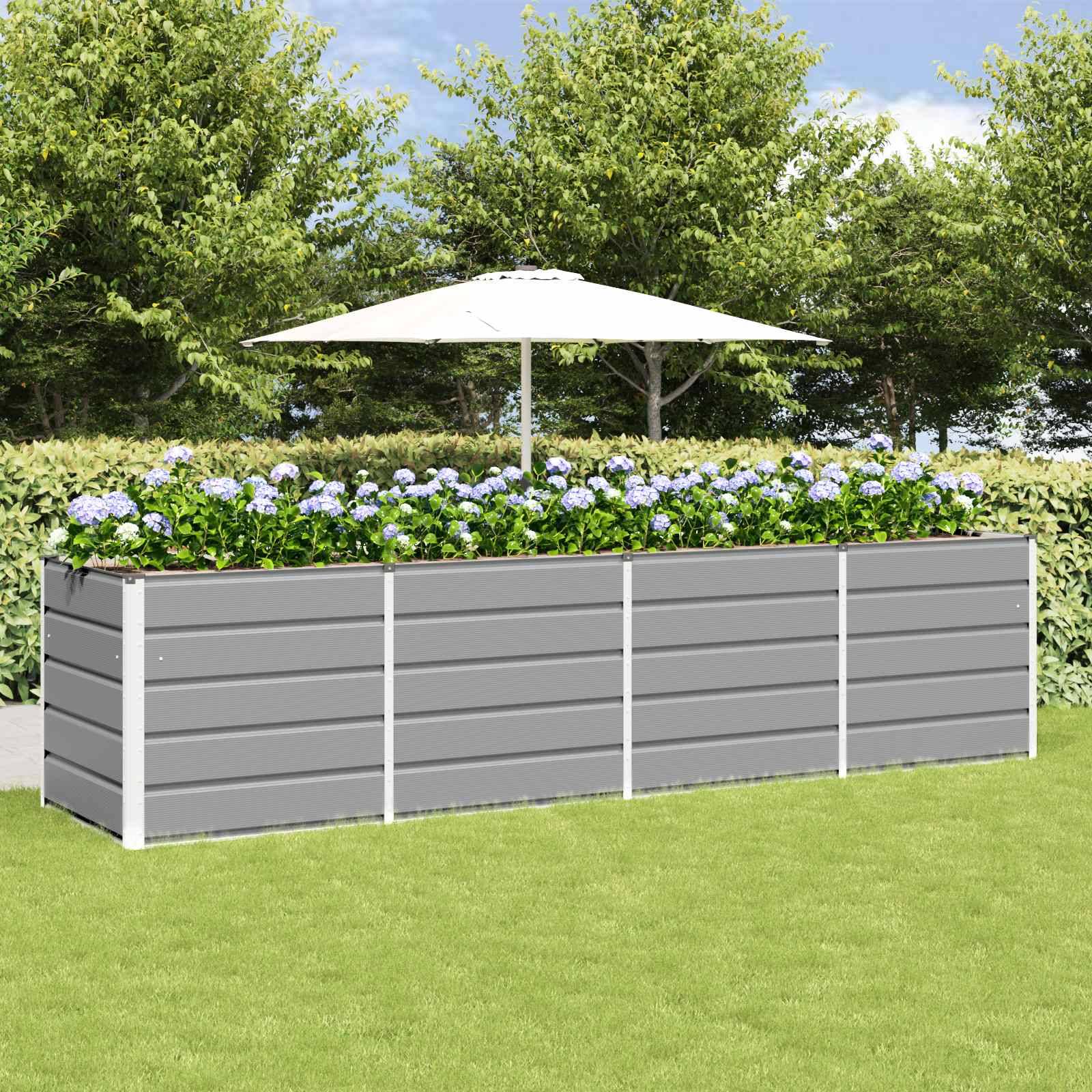 vidaXL Pflanzkübel Hellgrau 320 x 80 x 75 cm Stahl
