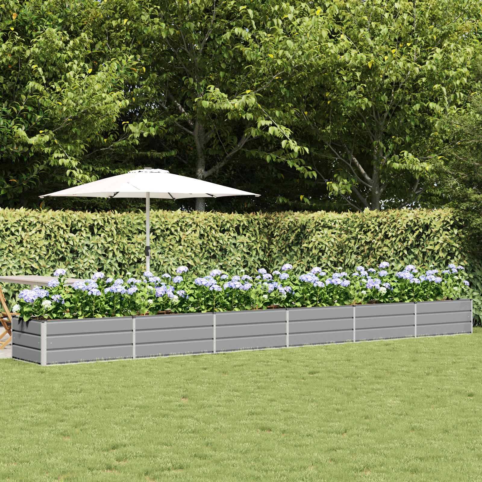 vidaXL Pflanzkübel Hellgrau 600 x 80 x 45 cm Stahl