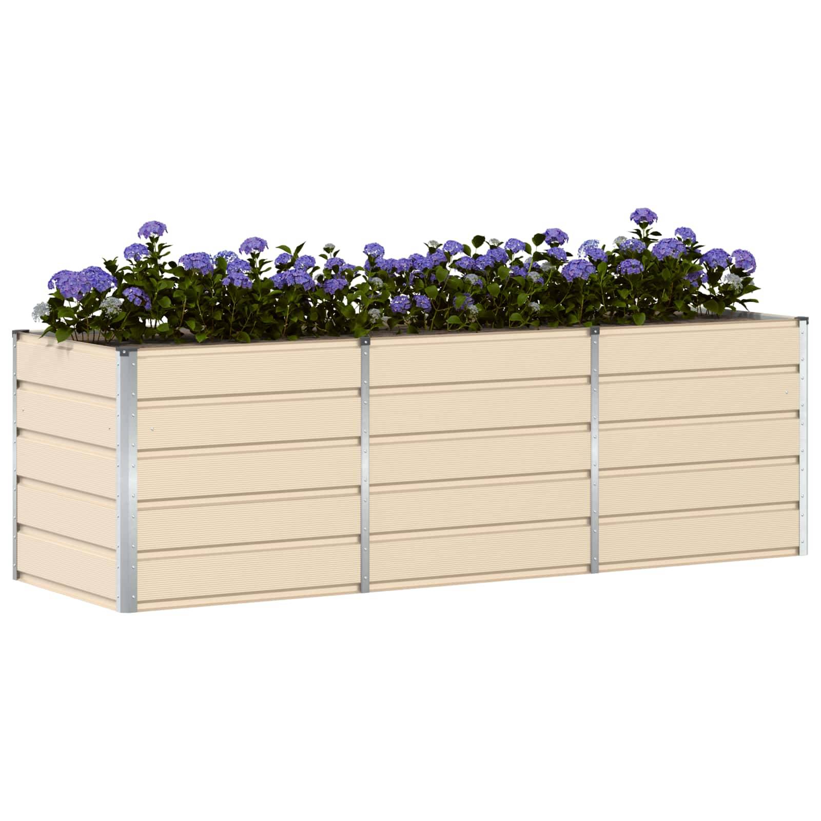 vidaXL Pflanzkübel Elfenbein 240 x 80 x 75 cm Stahl
