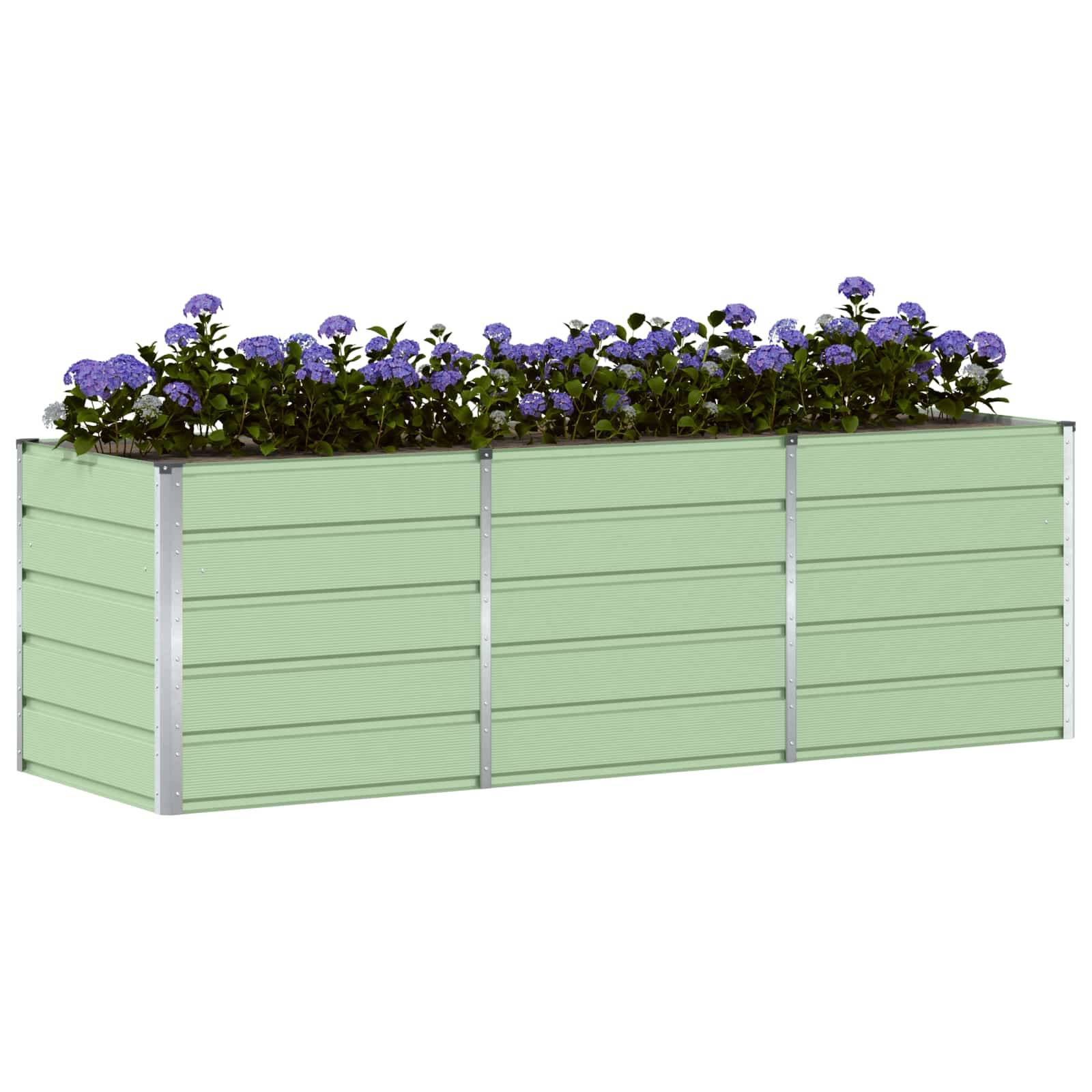 vidaXL Pflanzkübel Grün 240 x 80 x 75 cm Stahl