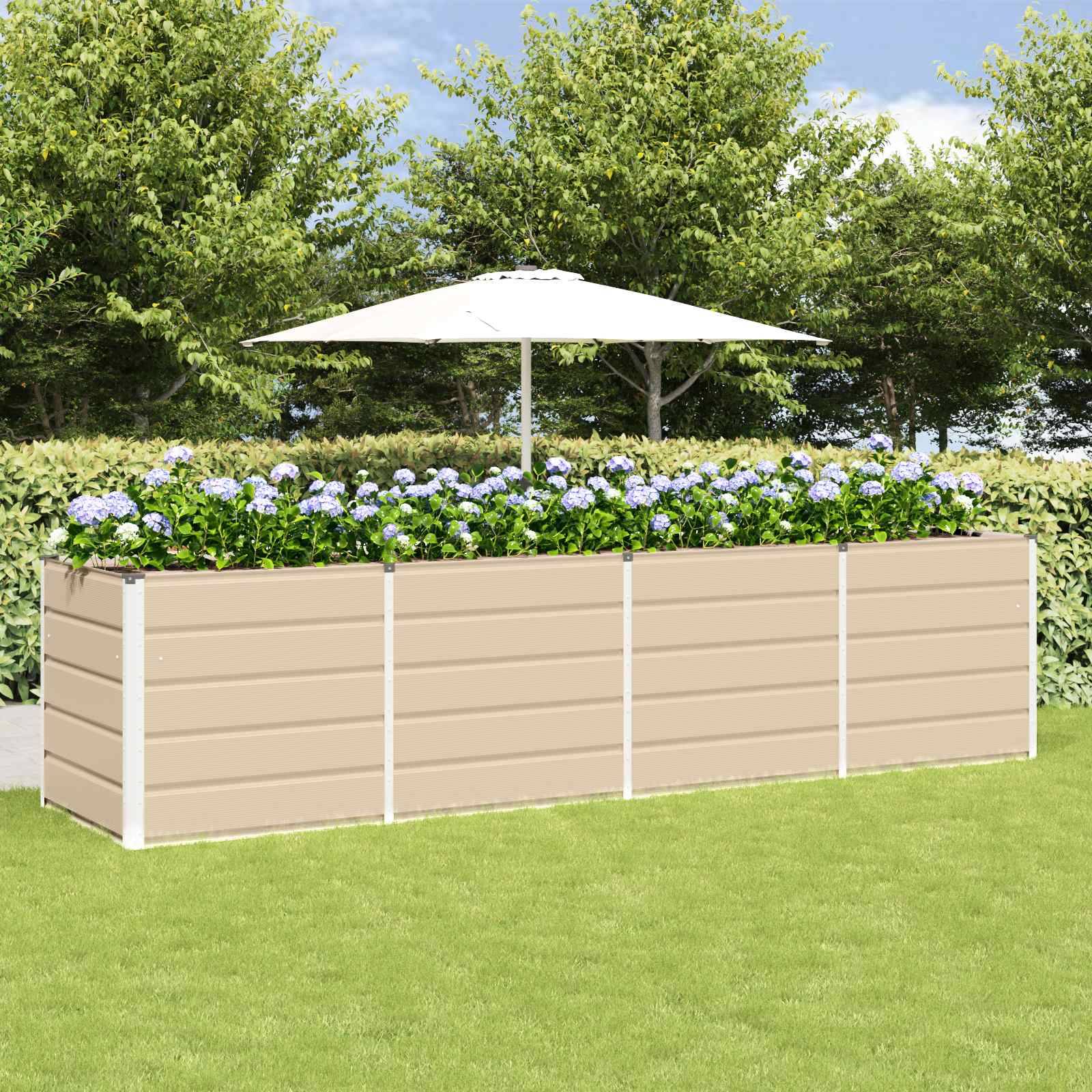 vidaXL Pflanzkübel Elfenbein 320 x 80 x 75 cm Stahl