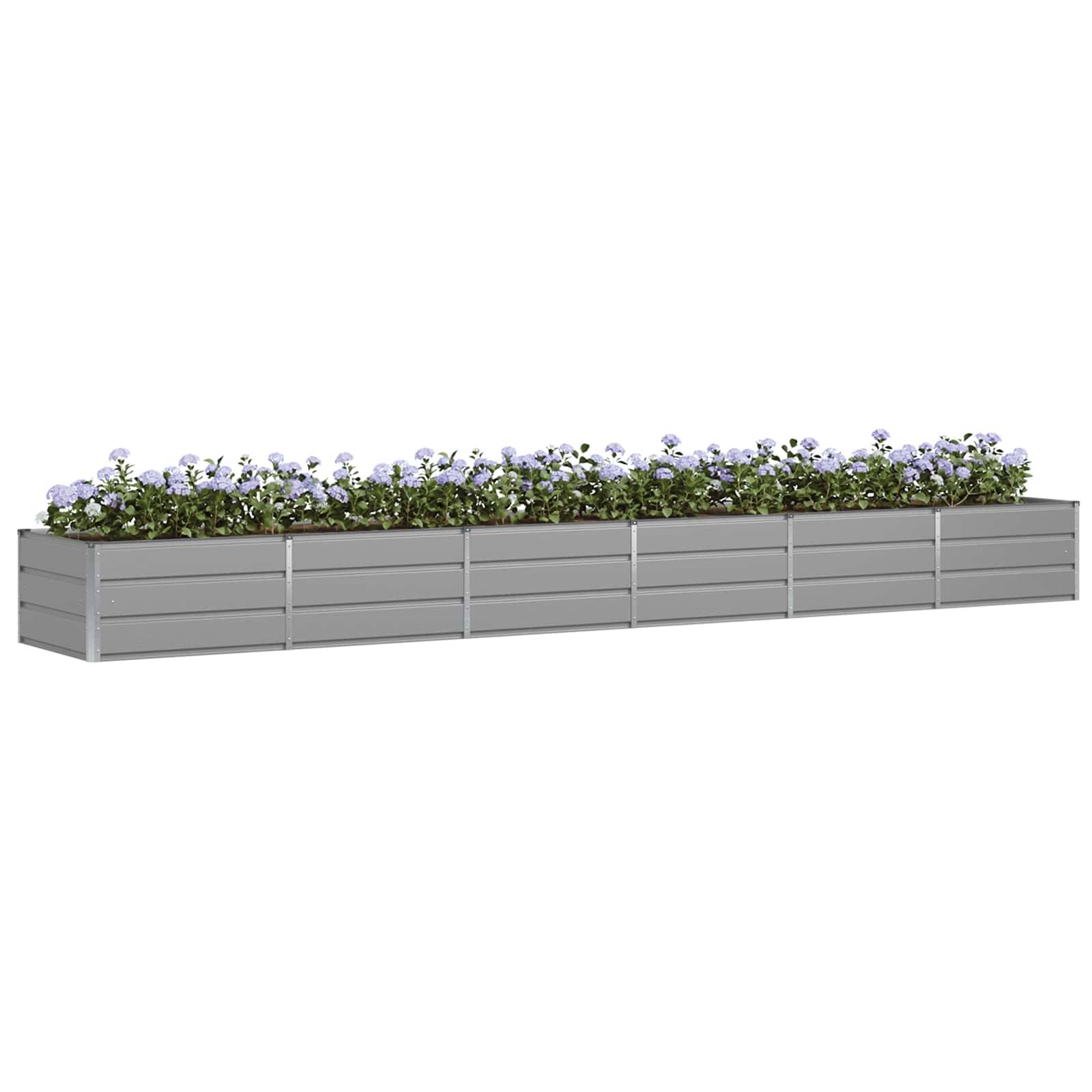vidaXL Pflanzkübel Hellgrau 480 x 80 x 45 cm Stahl