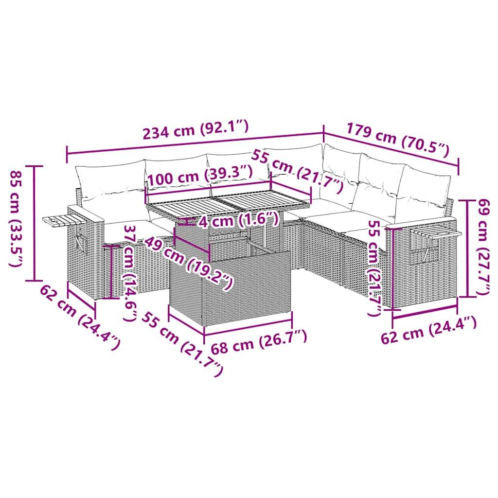 Outdoor-Sofa in L-Form Abmessungen: 234 cm (92,1