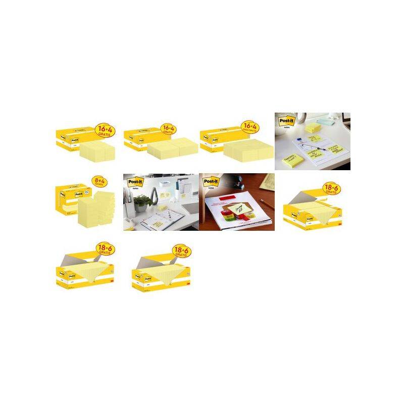 Post-it Haftnotizen notes, 127 x 76 mm, gelb, 16 + 4 gratis