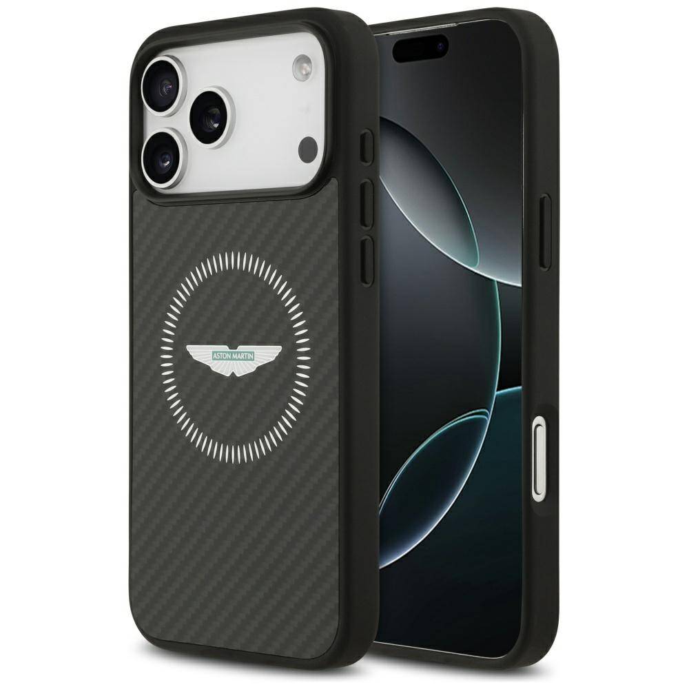 Hülle Case iPhone 17 Pro Max Aston Martin MagSafe Kevlar schwarz Logo