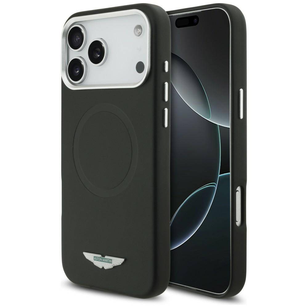 Hülle Case iPhone 17 Pro Max Aston Martin MagSafe Kunstleder schwarz Logo Metall