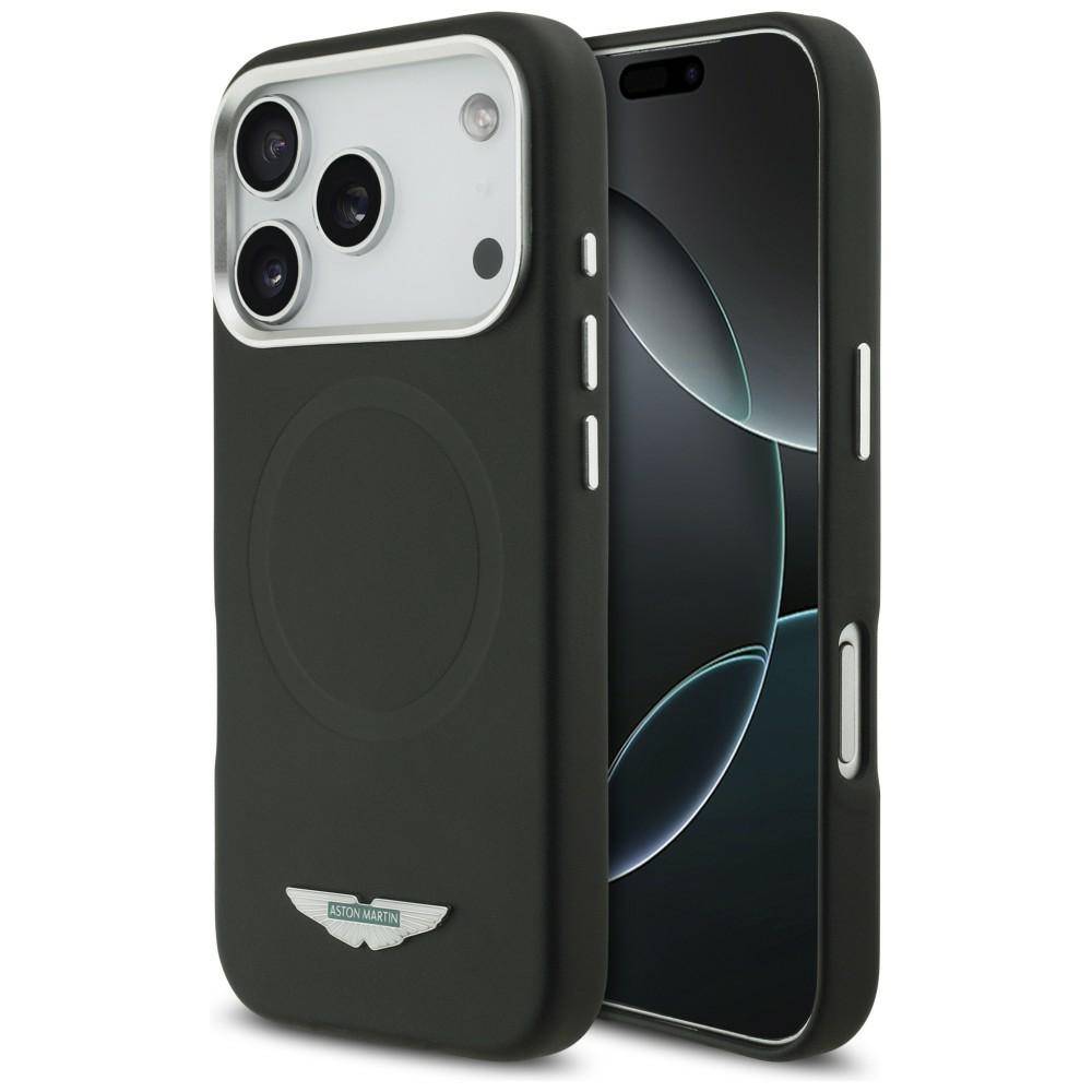 Hülle Case iPhone 17 Pro Aston Martin MagSafe Kunstleder schwarz Logo Metall