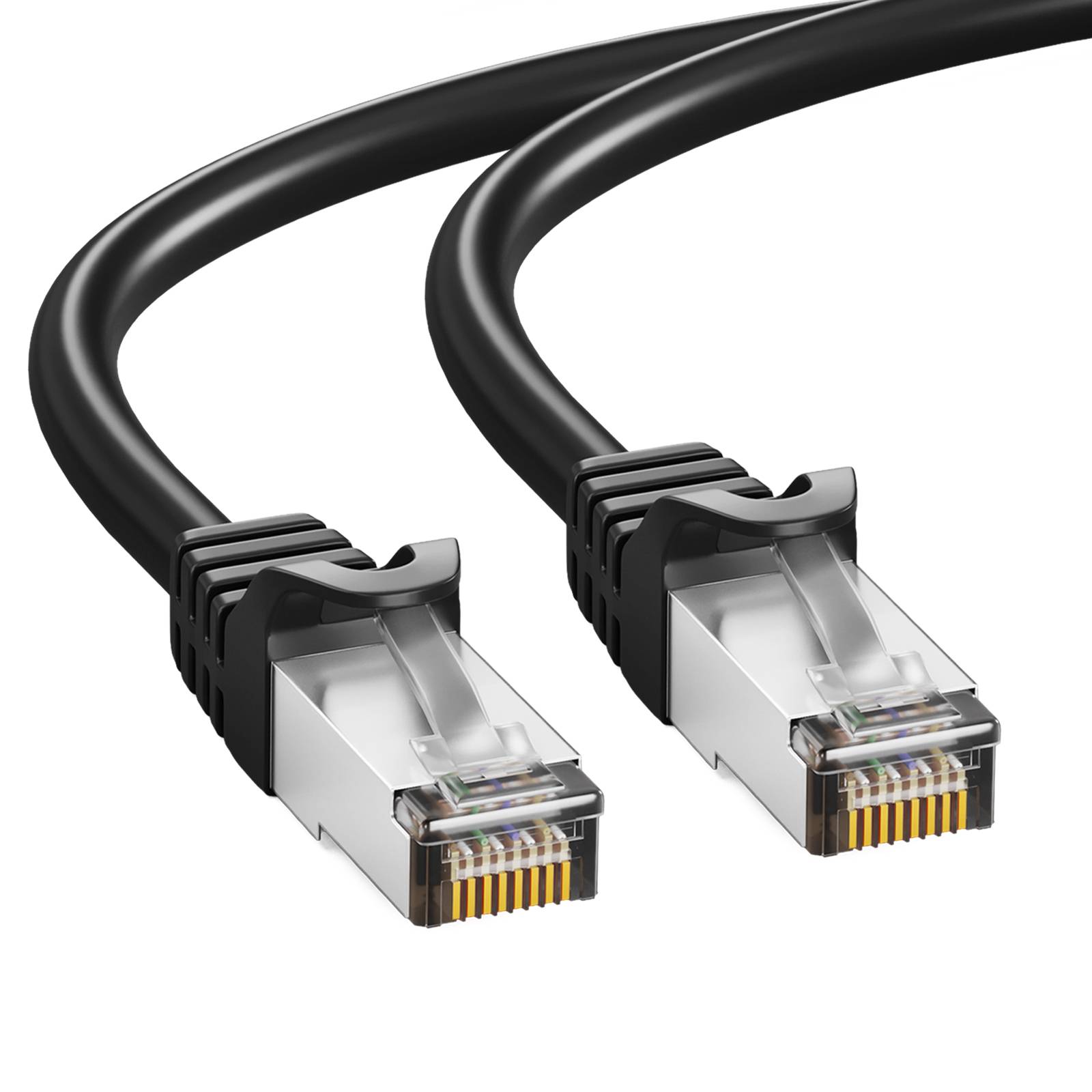 hb-digital 2x Patchkabel 0.25m CAT7 RJ45 S/FTP PiMF LSZH AWG 26 halogenfrei schwarz