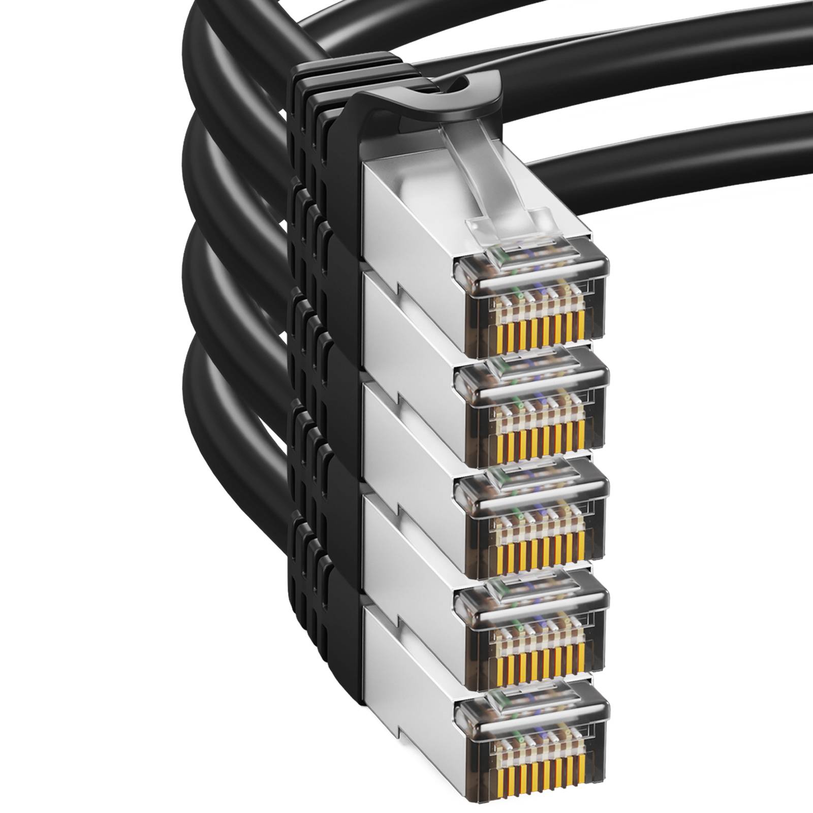 hb-digital 5x Patchkabel 0.25m CAT7 RJ45 S/FTP PiMF LSZH AWG 26 halogenfrei schwarz