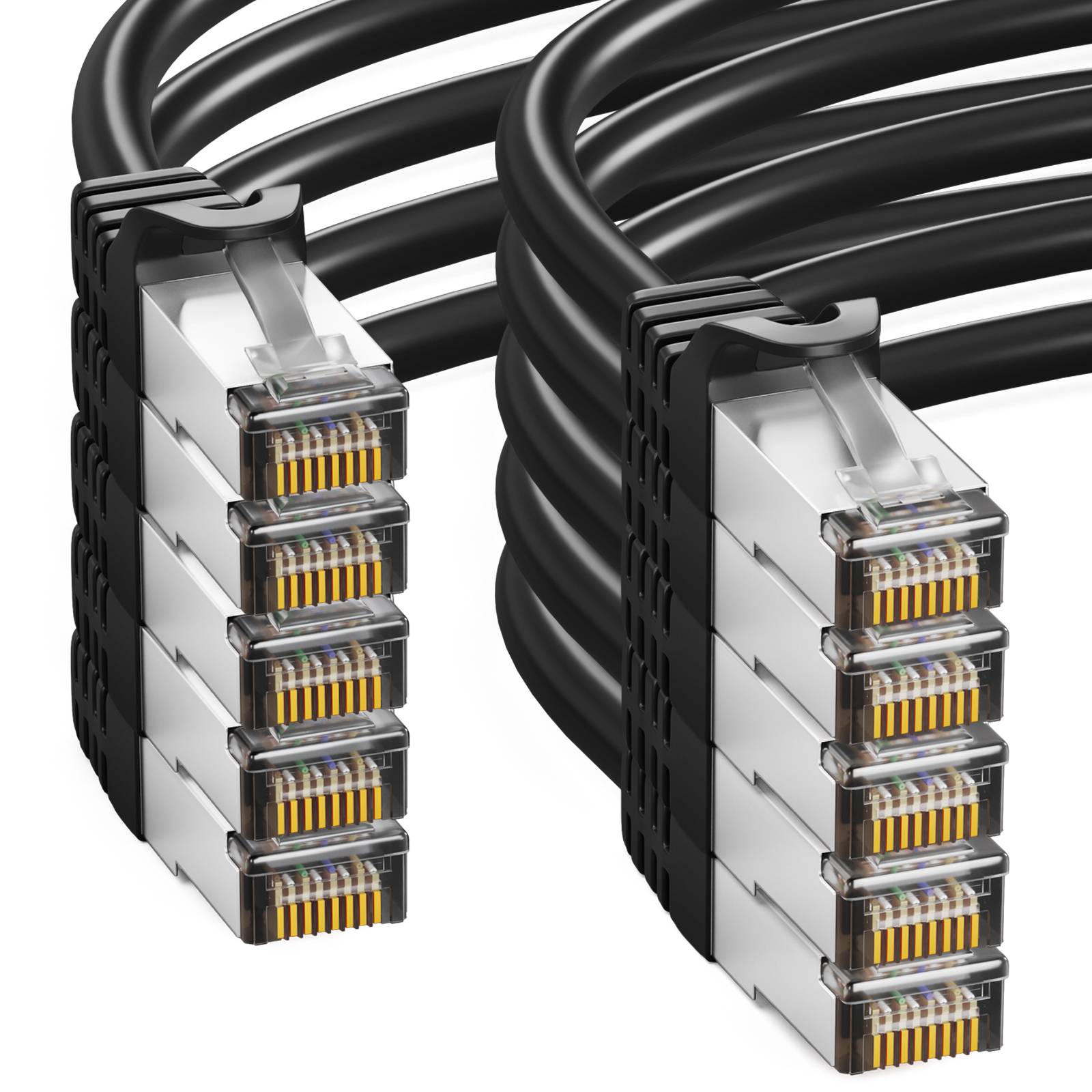 hb-digital 10x CAT 7 Patchkabel 0.25m RJ45 S FTP PiMF LSZH schwarz