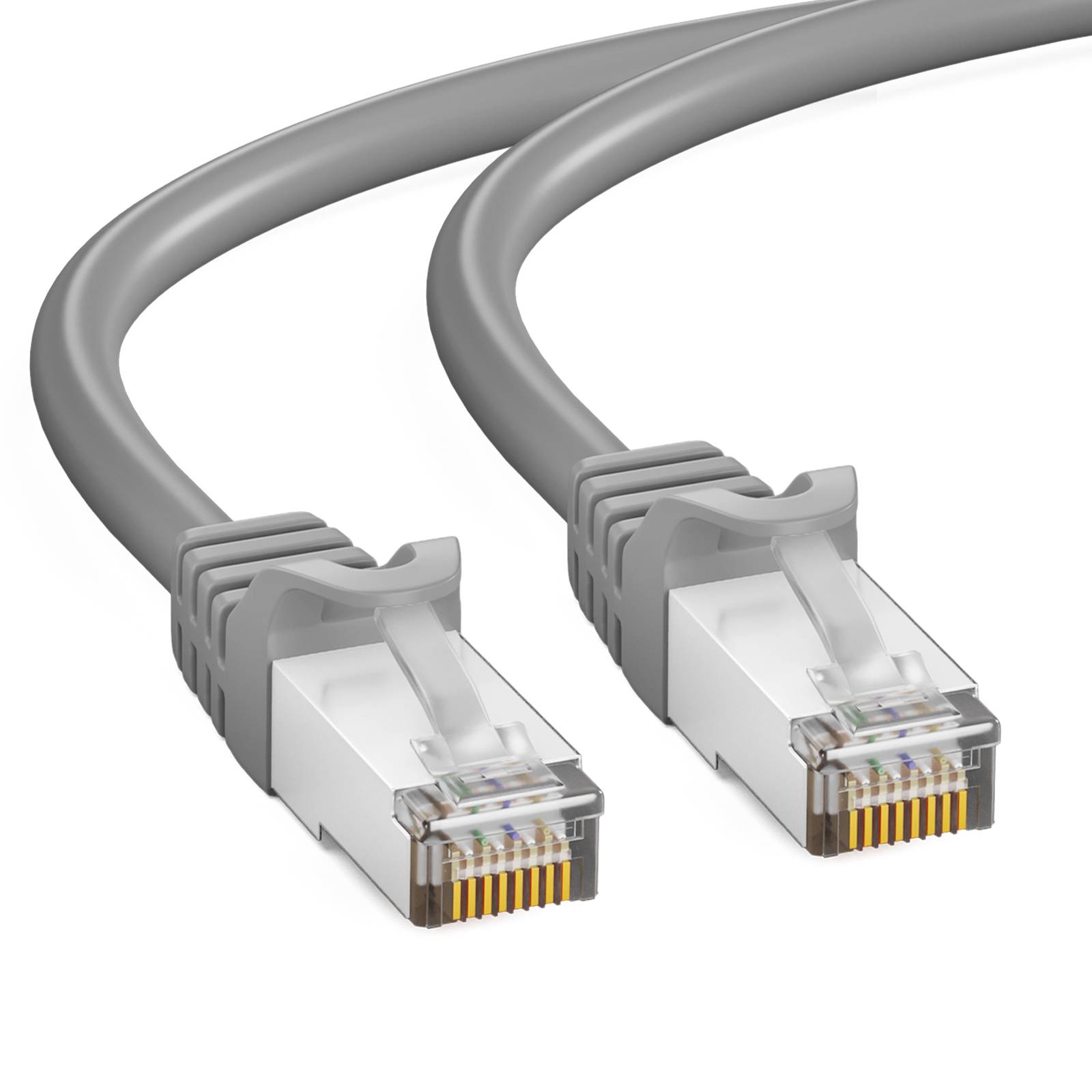hb-digital 2x Netzwerkkabel 7.5m CAT7 RJ45 S/FTP PiMF LSZH AWG 26 halogenfrei grau
