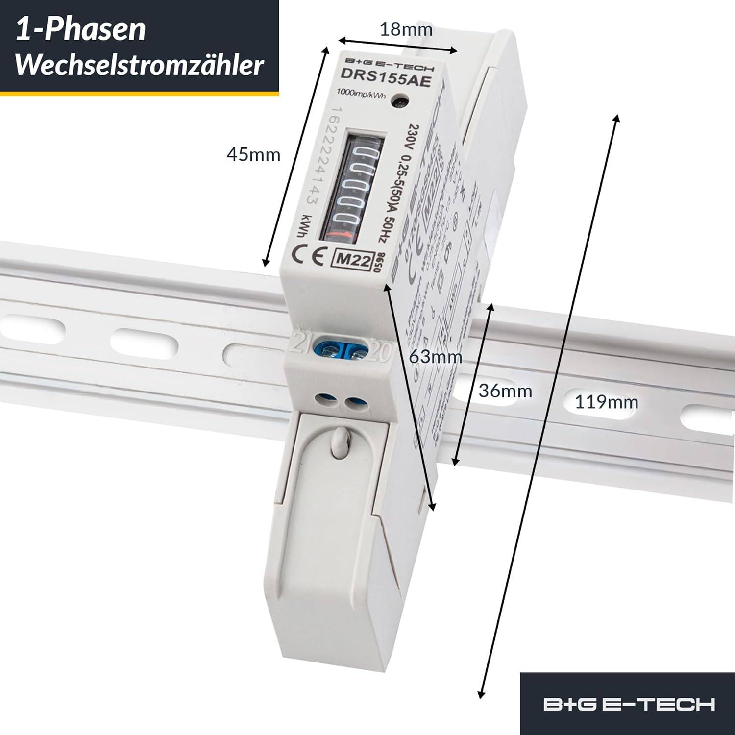 DRS155AE - 1-Ph. MID WSZ mit Rollenzählwerk MID 2026