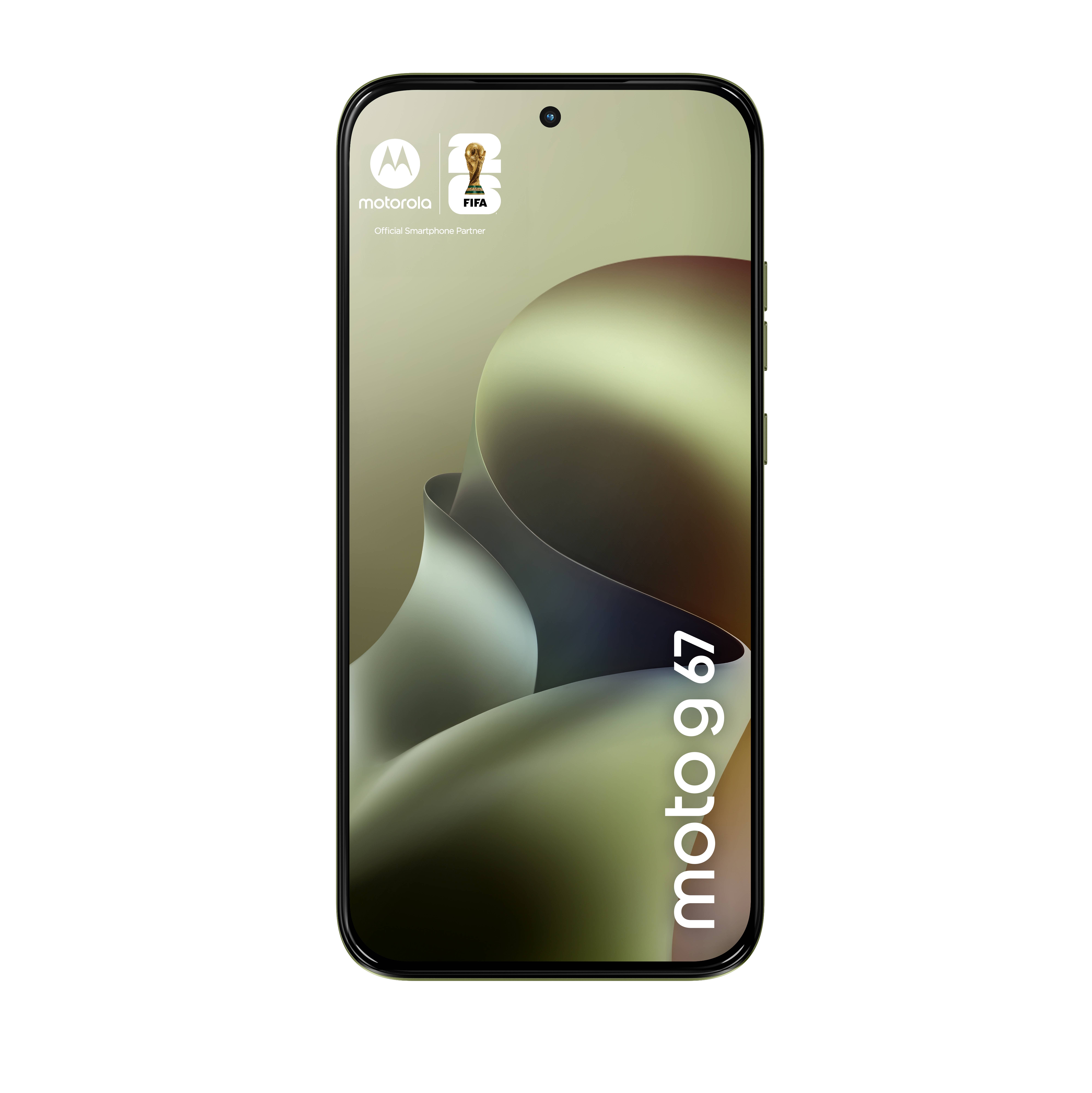 Motorola Moto G7 Smartphone in Frontansicht mit abstraktem Hintergrundbild und „moto g7
