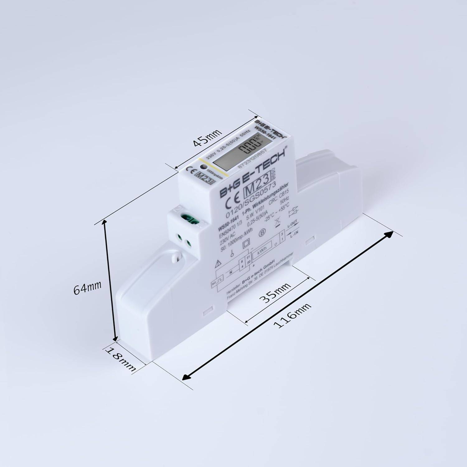 B+G E-Tech WS50-1441 - Wechselstromzähler Hutschiene 50A MID 2026 Stromzähler digital