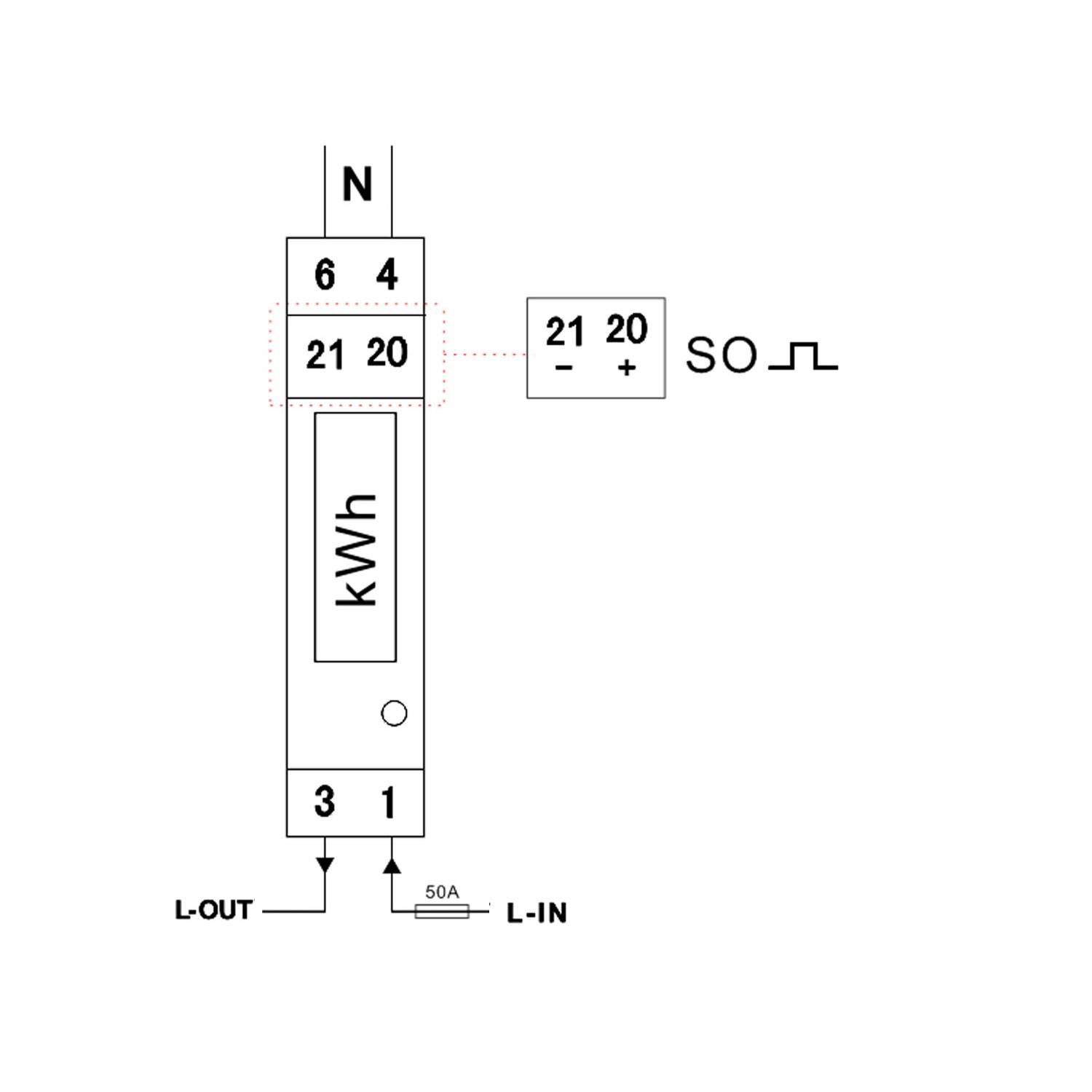 WS50-1441 - digitaler einphasen Wechselstromzähler 1TE 50A MID