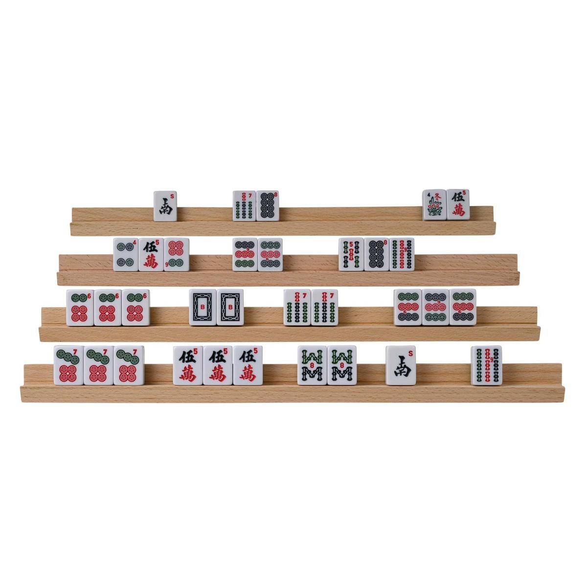 Spielsteinhalter aus Holz, 4er Set, für Domino und Mah Jongg, ohne Spielsteine