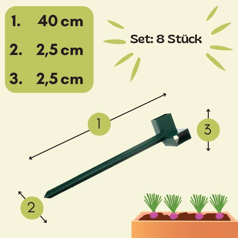 Grünes Gartenwerkzeug mit der Bezeichnung „1