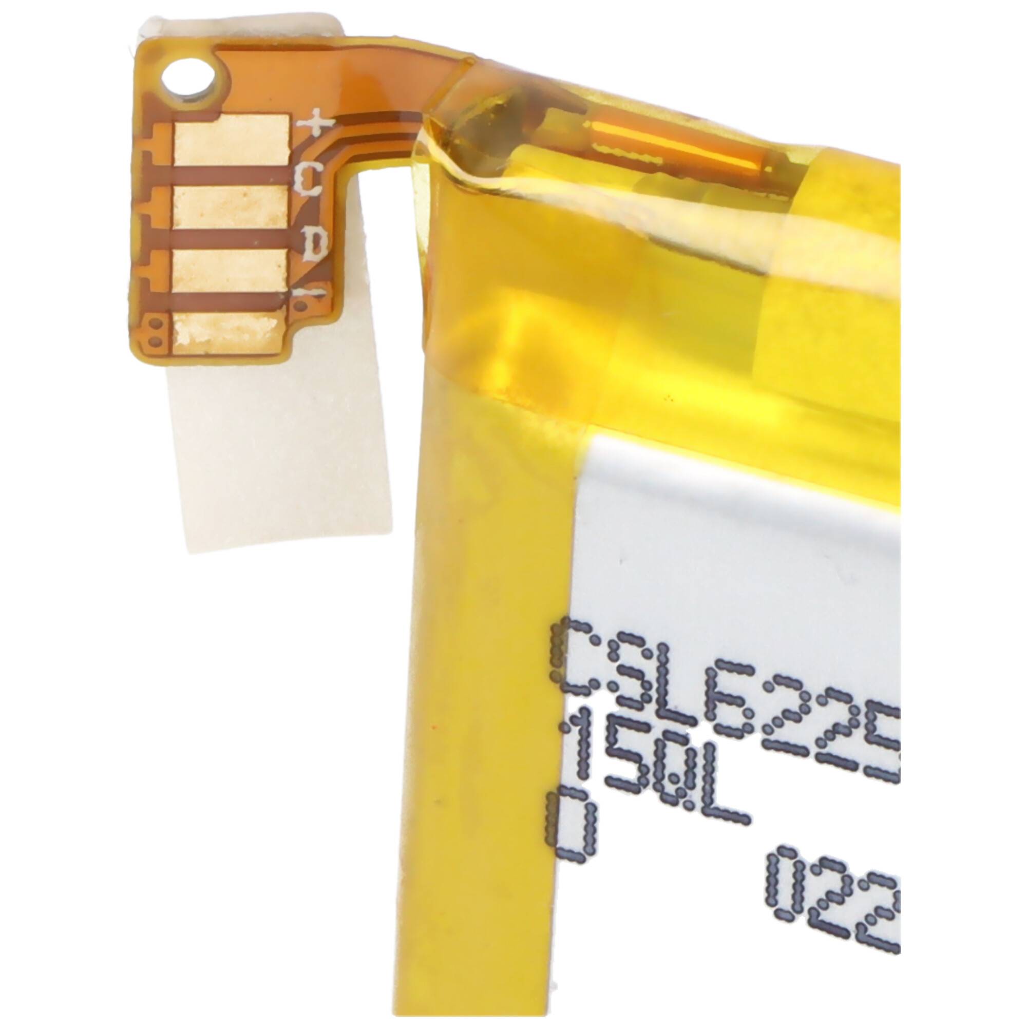 Eine Lithium-Ionen-Polymer-Batterie mit folgenden Spezifikationen: 3,85V, 490mAh, 1,88Wh. Das Etikett enthält einen Barcode und das Datum „03-06-2017